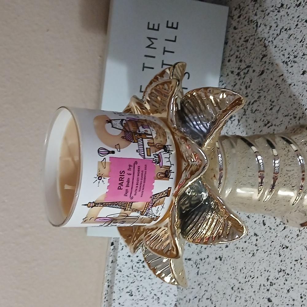 Gold Palm Tree Pedestal Candle Holder | Bath & Body Works - Picture 2 of 5